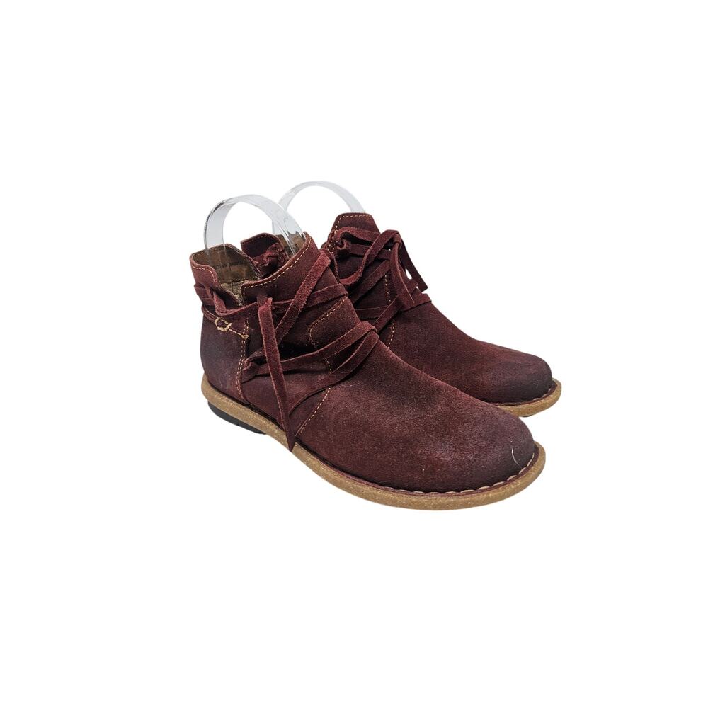 Born Tarkiln 6.5 Burgundy Leather Ankle Boot Gorpcore Boho Casual Comfort - Picture 3 of 6